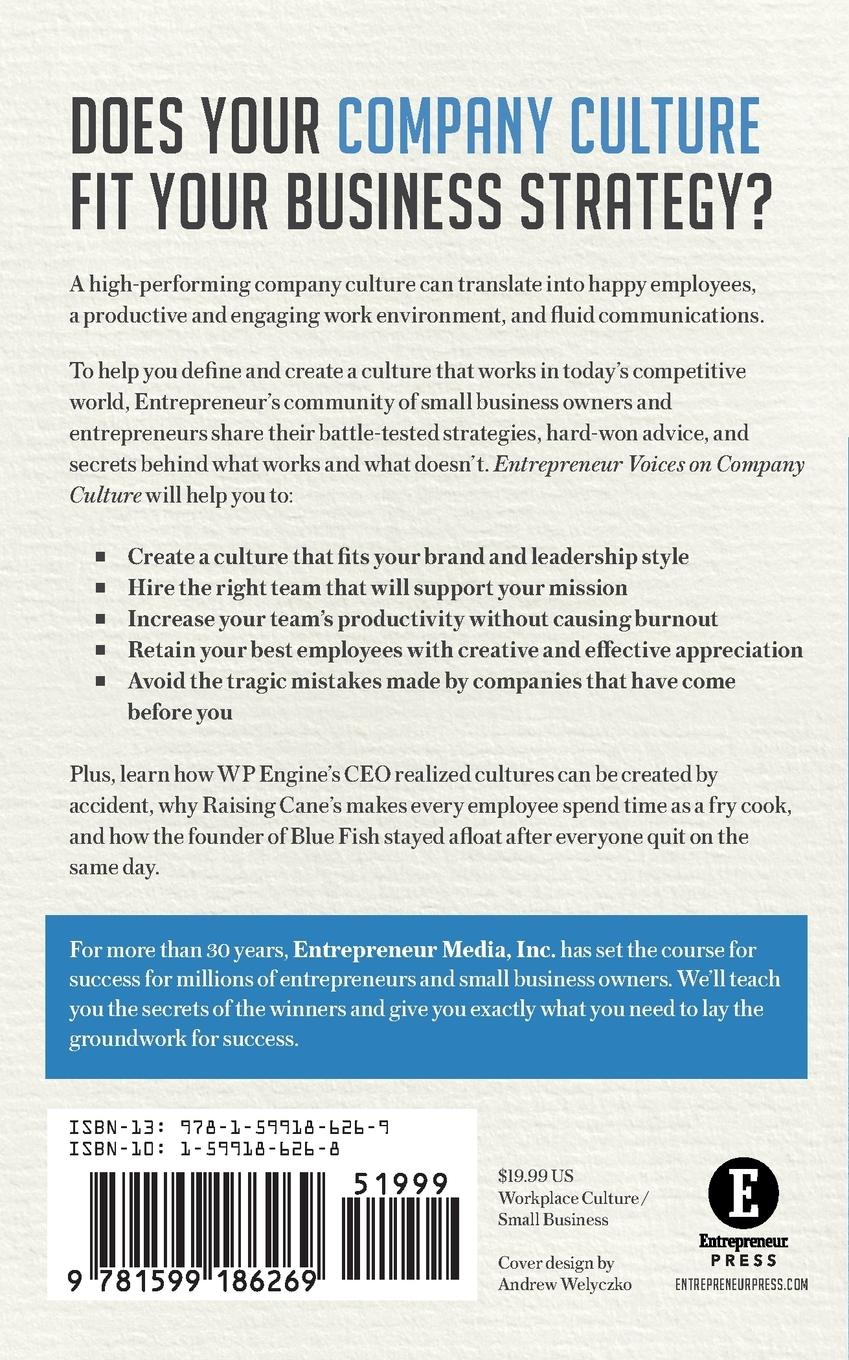 Rückseitencover Entrepreneur Voices on Company Culture