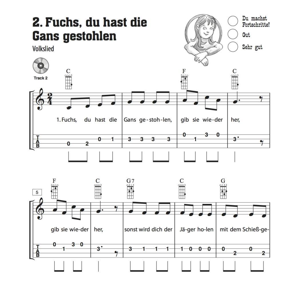 Beispielinhalt (Bild) Komm, wir spielen Ukulele! Band 2. Ausgabe mit CD