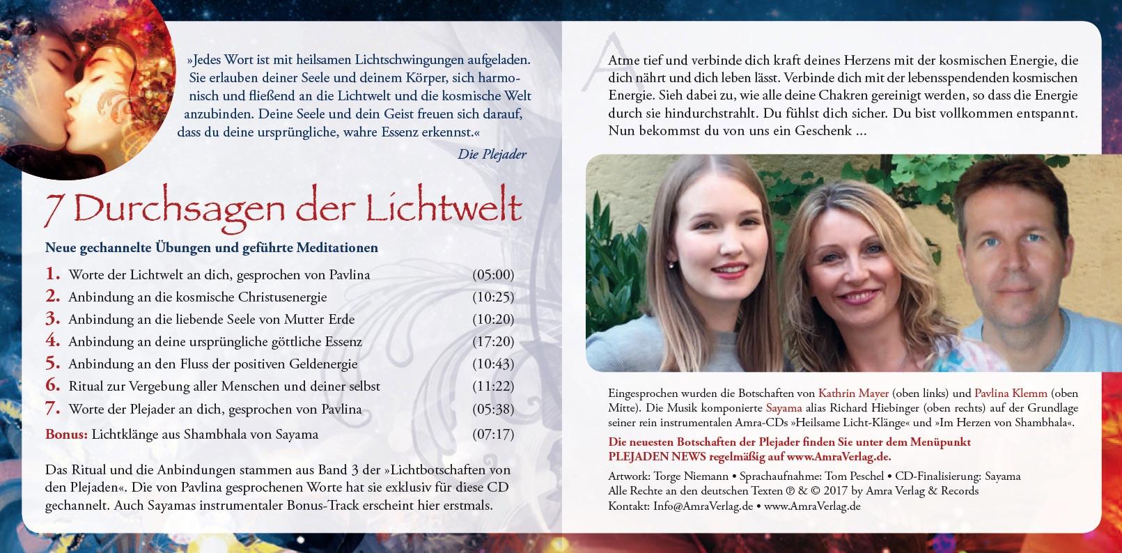 Beispielinhalt (Bild) Lichtbotschaften von den Plejaden [Übungs-CD 2]