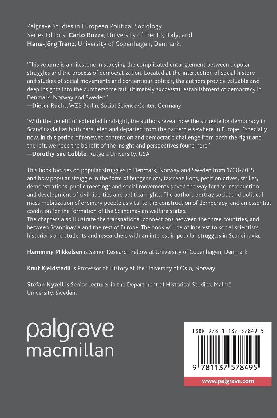 Rückseitencover Popular Struggle and Democracy in Scandinavia
