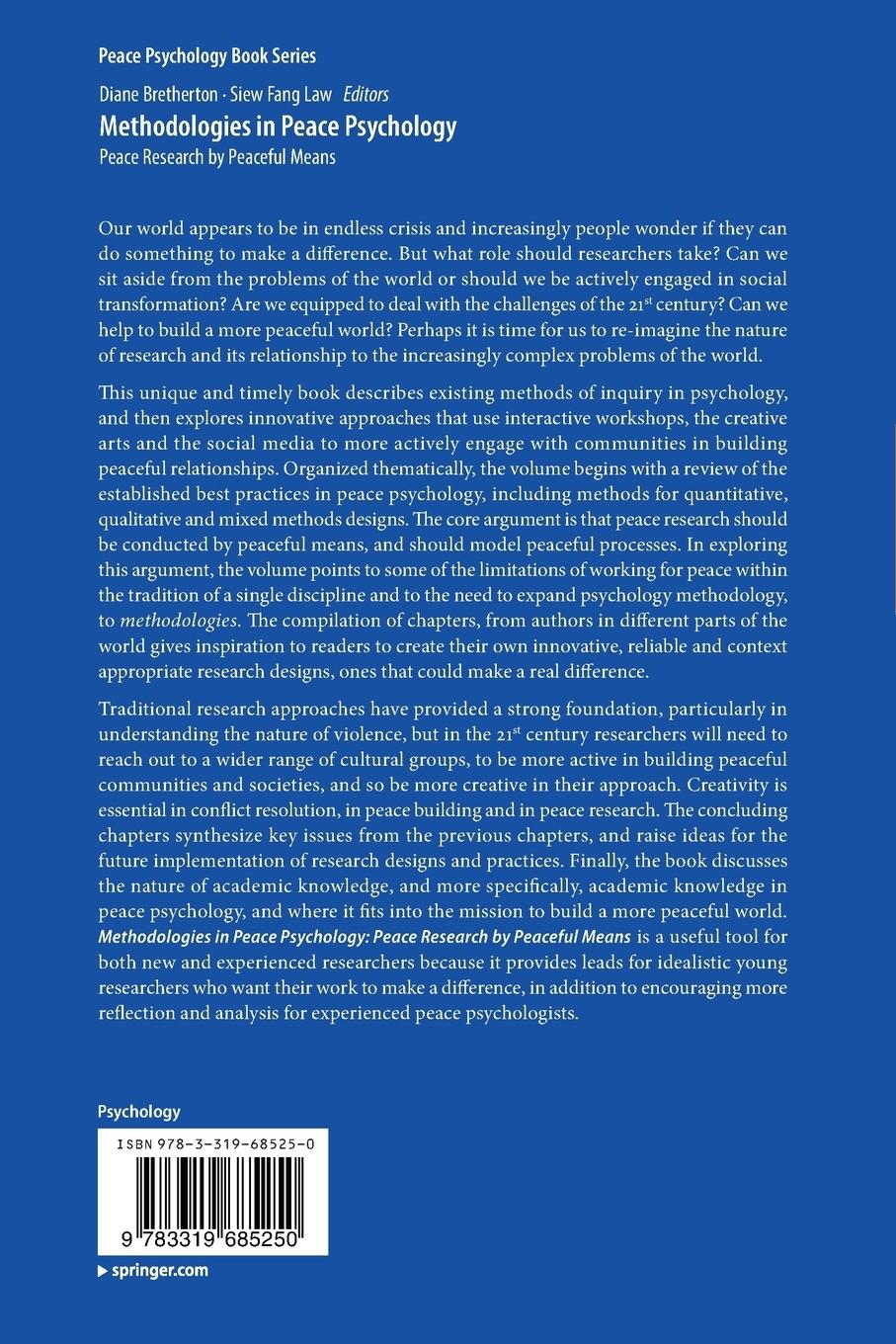 Rückseitencover Methodologies in Peace Psychology