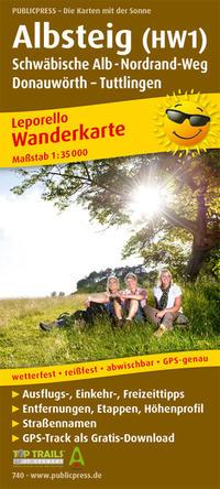 Vorderes Coverbild Wanderkarte Albsteig (HW1), Schwäbische Alb-Nordrandweg, Donauwörth - Tuttlingen 1 : 35 000