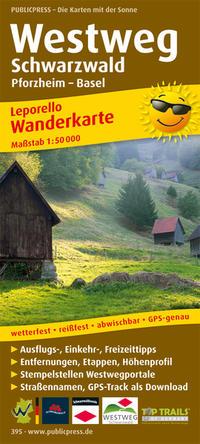 Vorderes Coverbild Wanderkarte Westweg Schwarzwald, Pforzheim - Basel 1 : 50 000