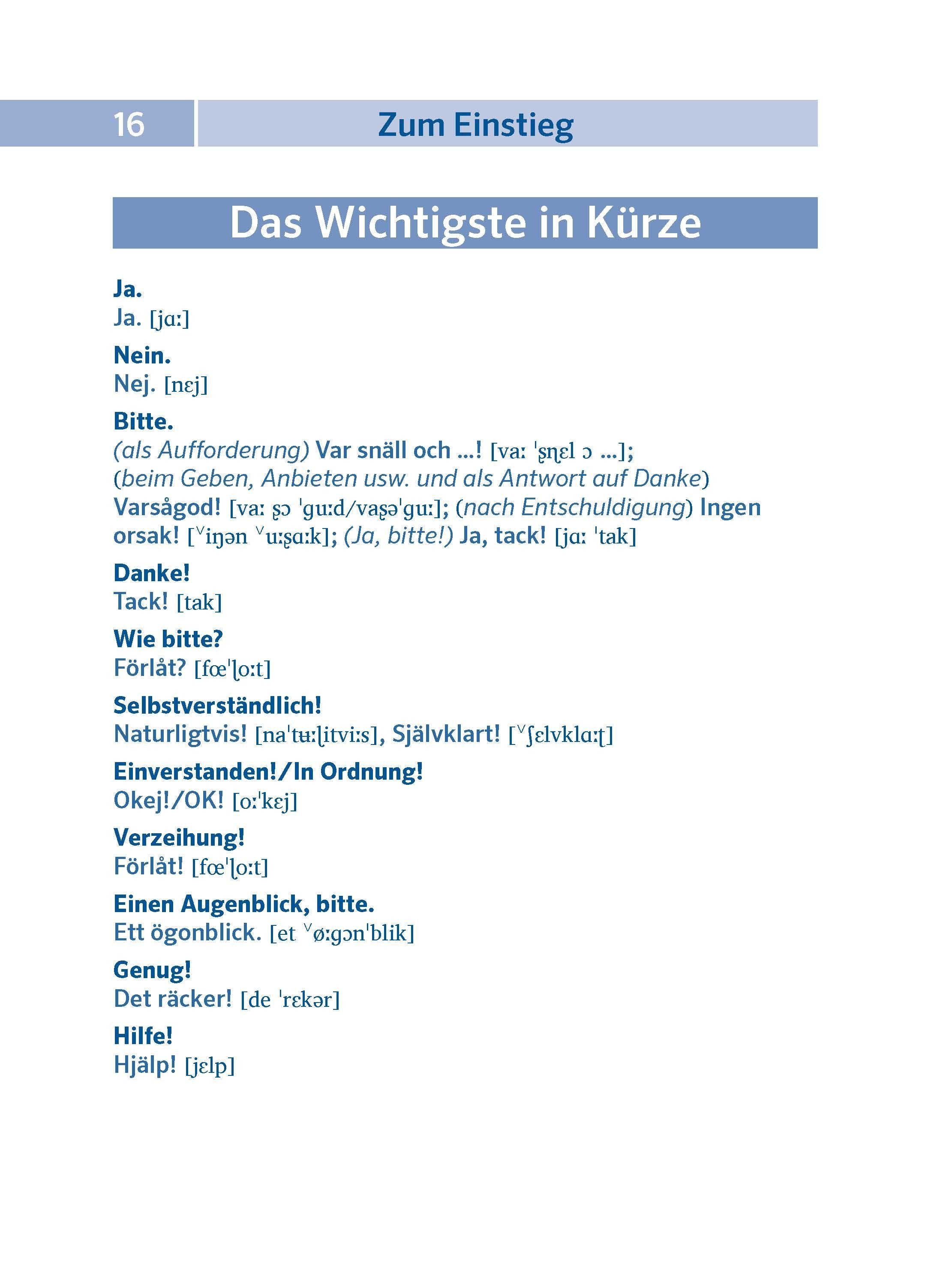 Beispielinhalt (Bild) PONS Pocket-Sprachführer Schwedisch