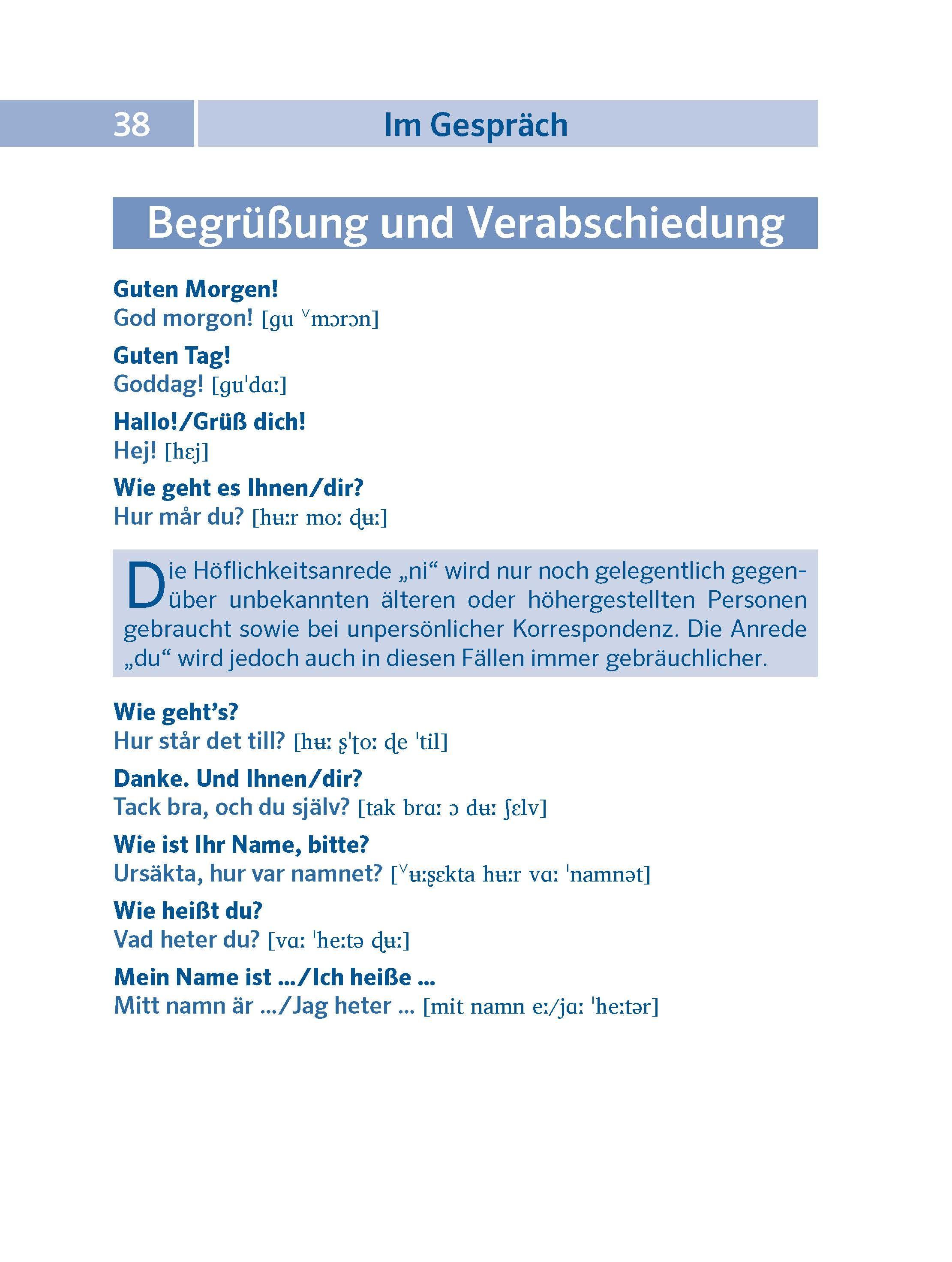 Beispielinhalt (Bild) PONS Pocket-Sprachführer Schwedisch