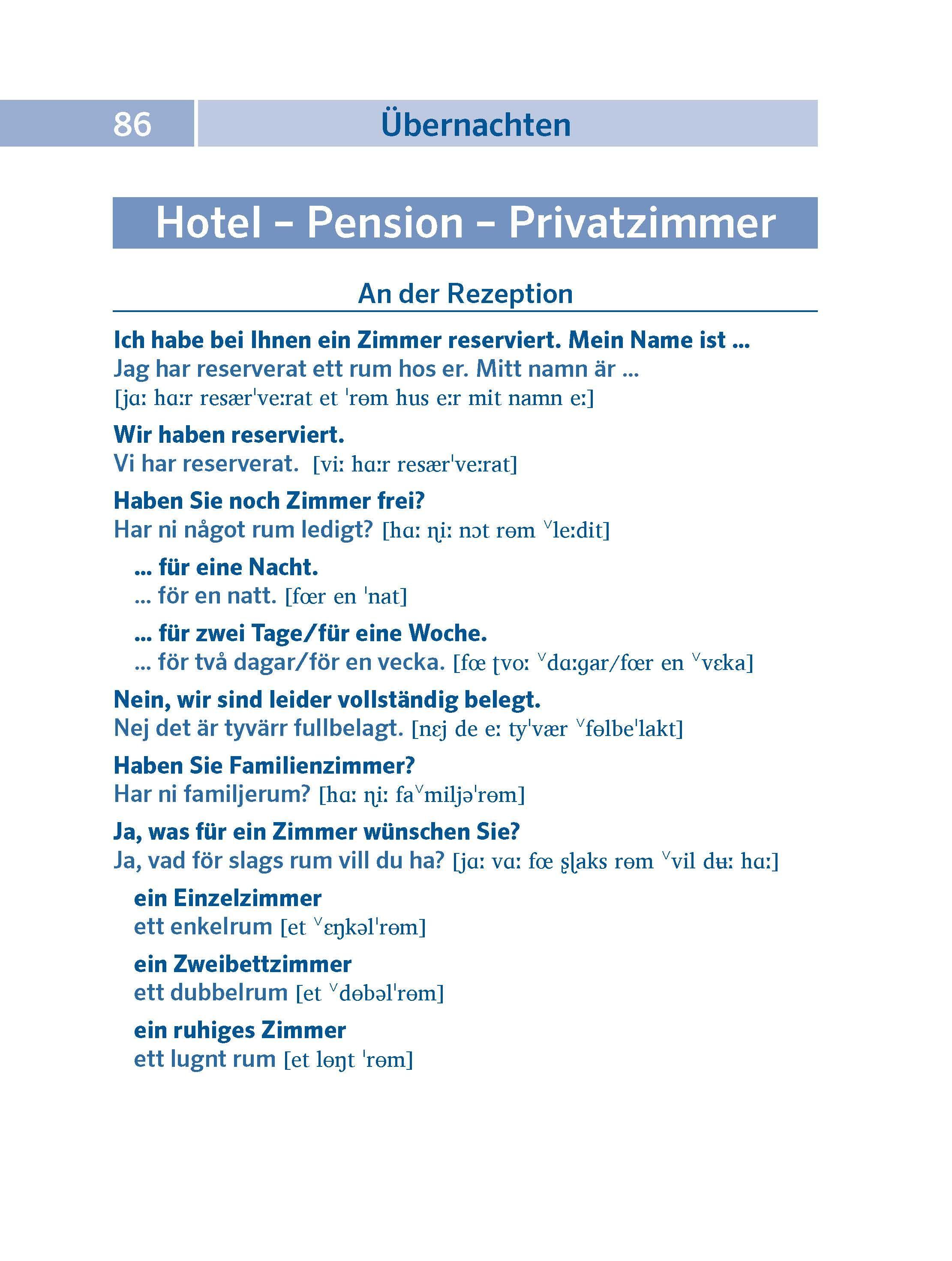 Beispielinhalt (Bild) PONS Pocket-Sprachführer Schwedisch