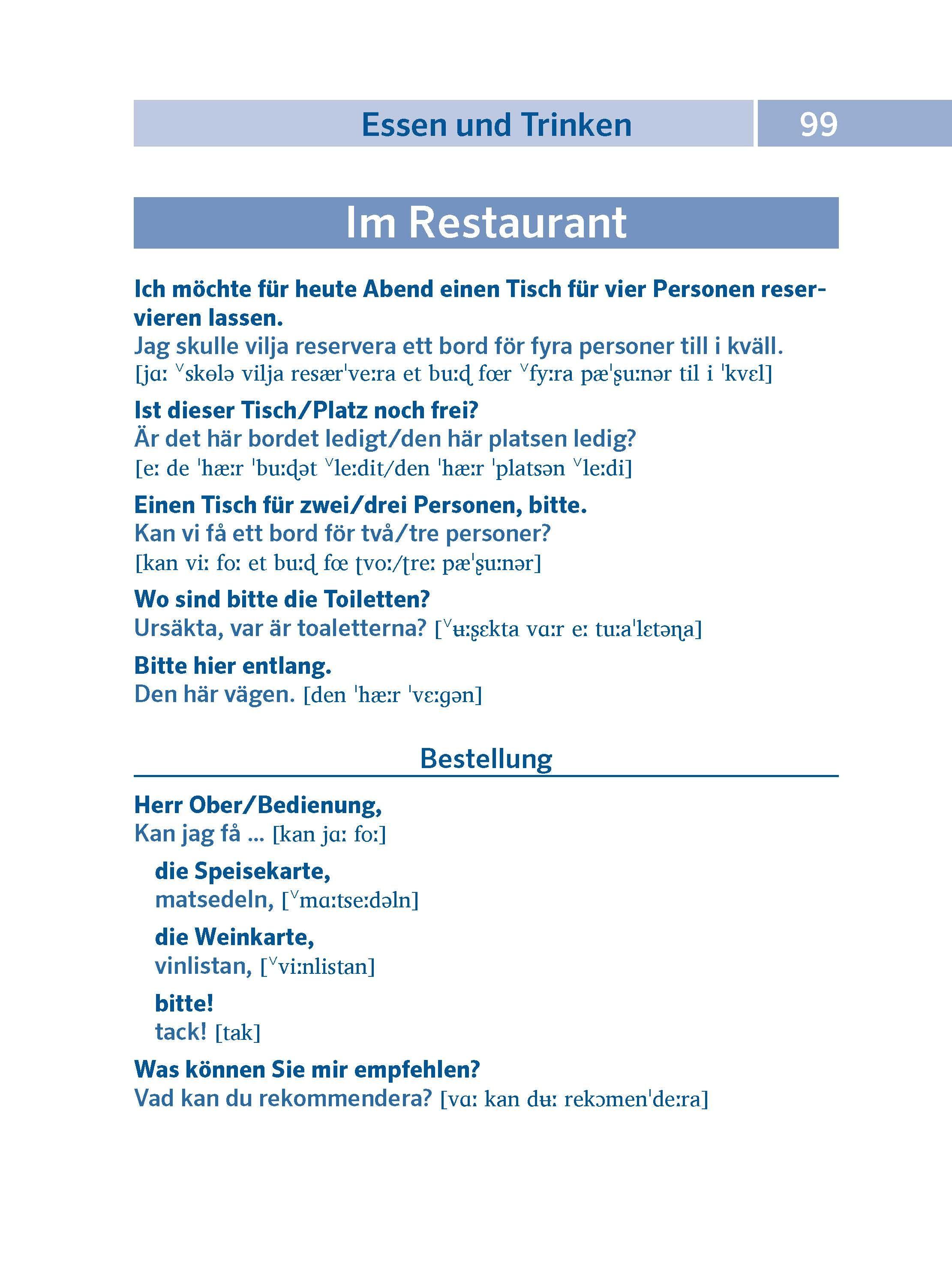 Beispielinhalt (Bild) PONS Pocket-Sprachführer Schwedisch