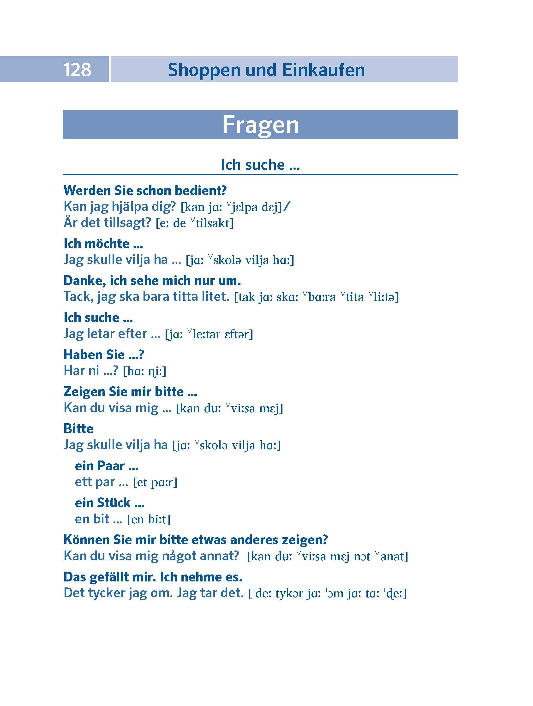 Beispielinhalt (Bild) PONS Pocket-Sprachführer Schwedisch