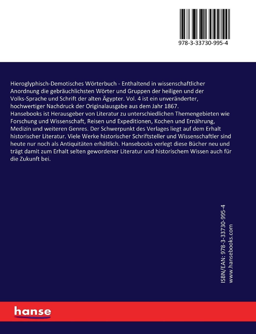 Rückseitencover Hieroglyphisch-Demotisches Wörterbuch