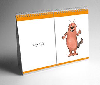 Beispielinhalt (Bild) GEFÜHLEflip - Biber Bib lernt GEBÄRDEN