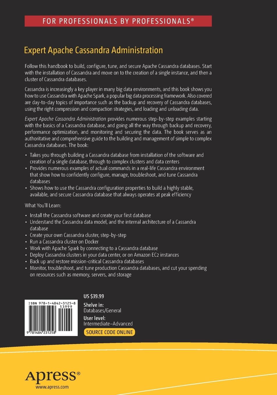 Rückseitencover Expert Apache Cassandra Administration