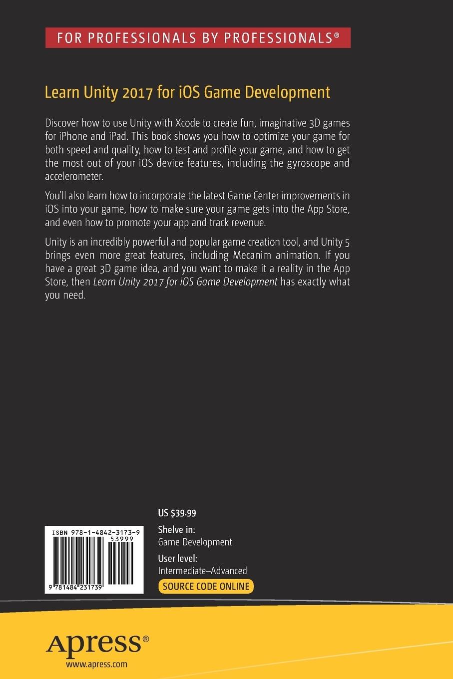 Rückseitencover Learn Unity 2017 for iOS Game Development