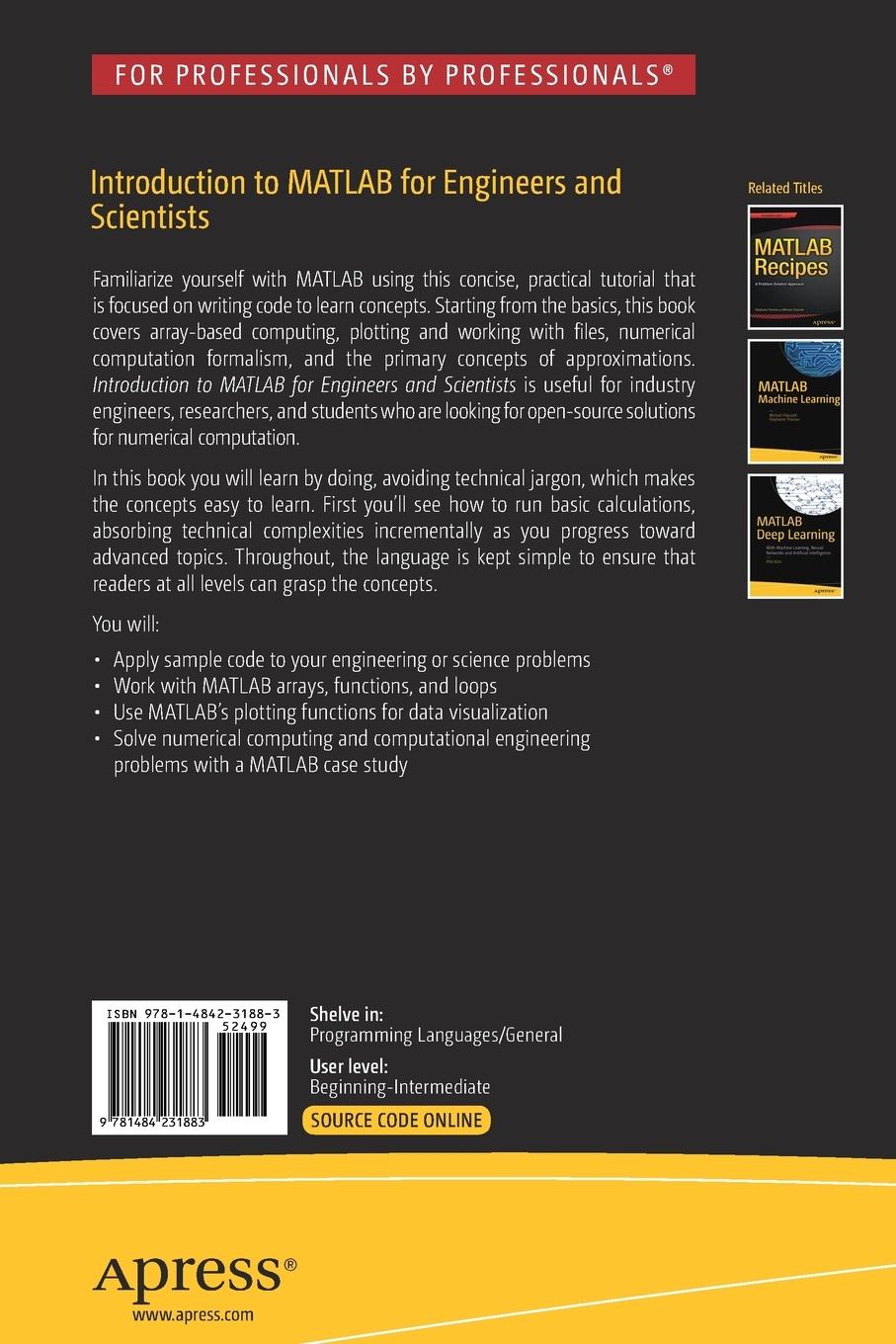 Rückseitencover Introduction to MATLAB for Engineers and Scientists
