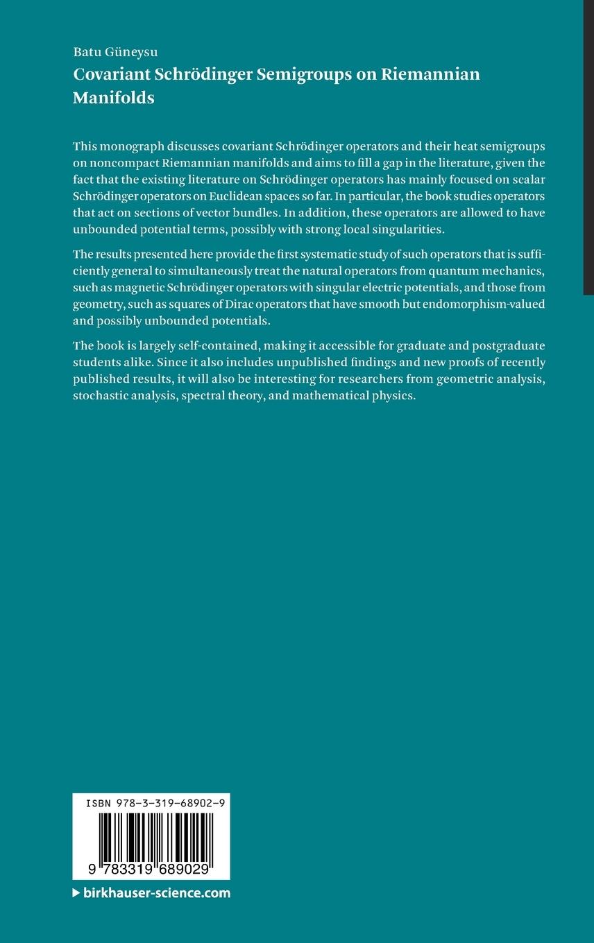 Rückseitencover Covariant Schrödinger Semigroups on Riemannian Manifolds