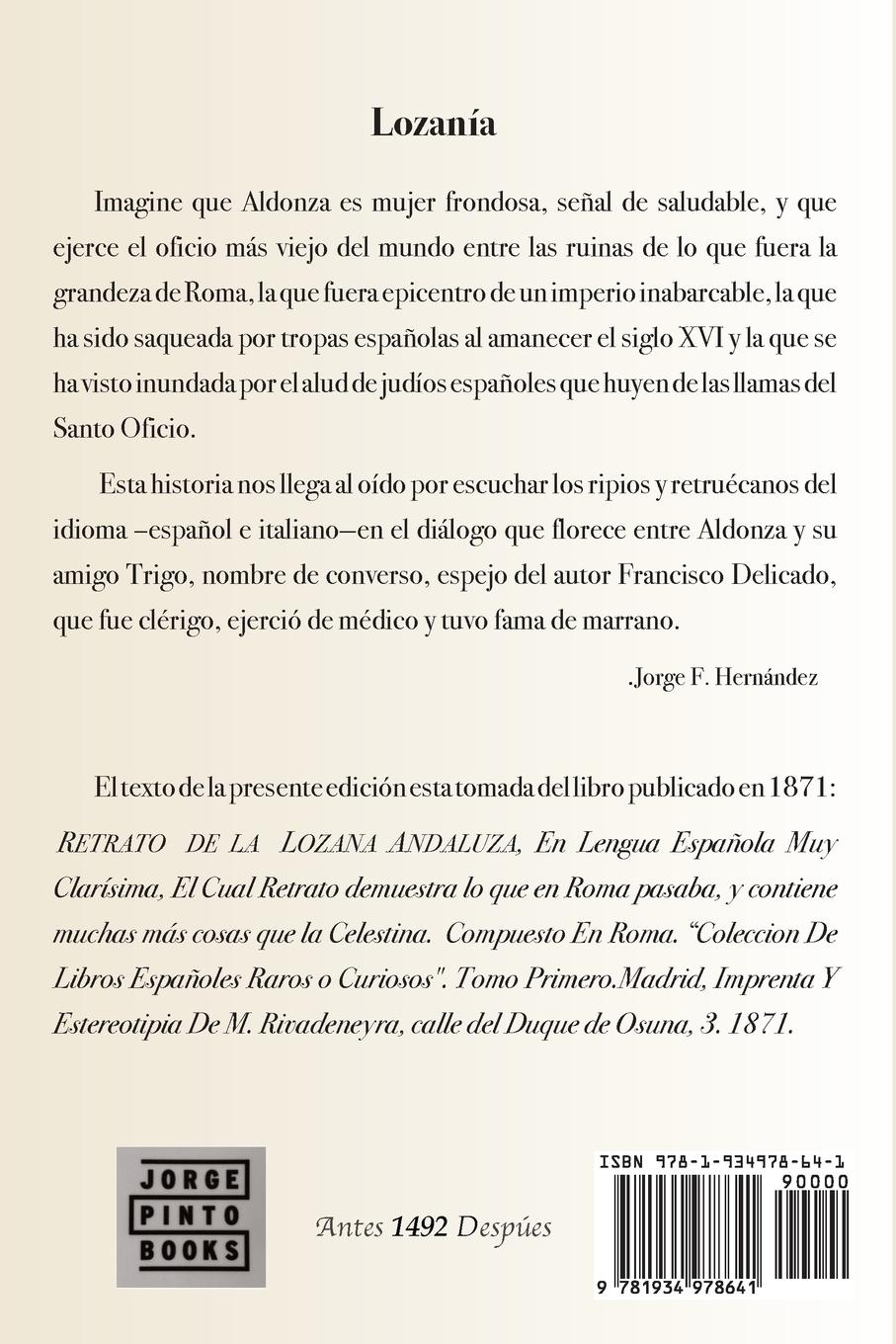 Rückseitencover Retrato de la Lozana Andaluza,