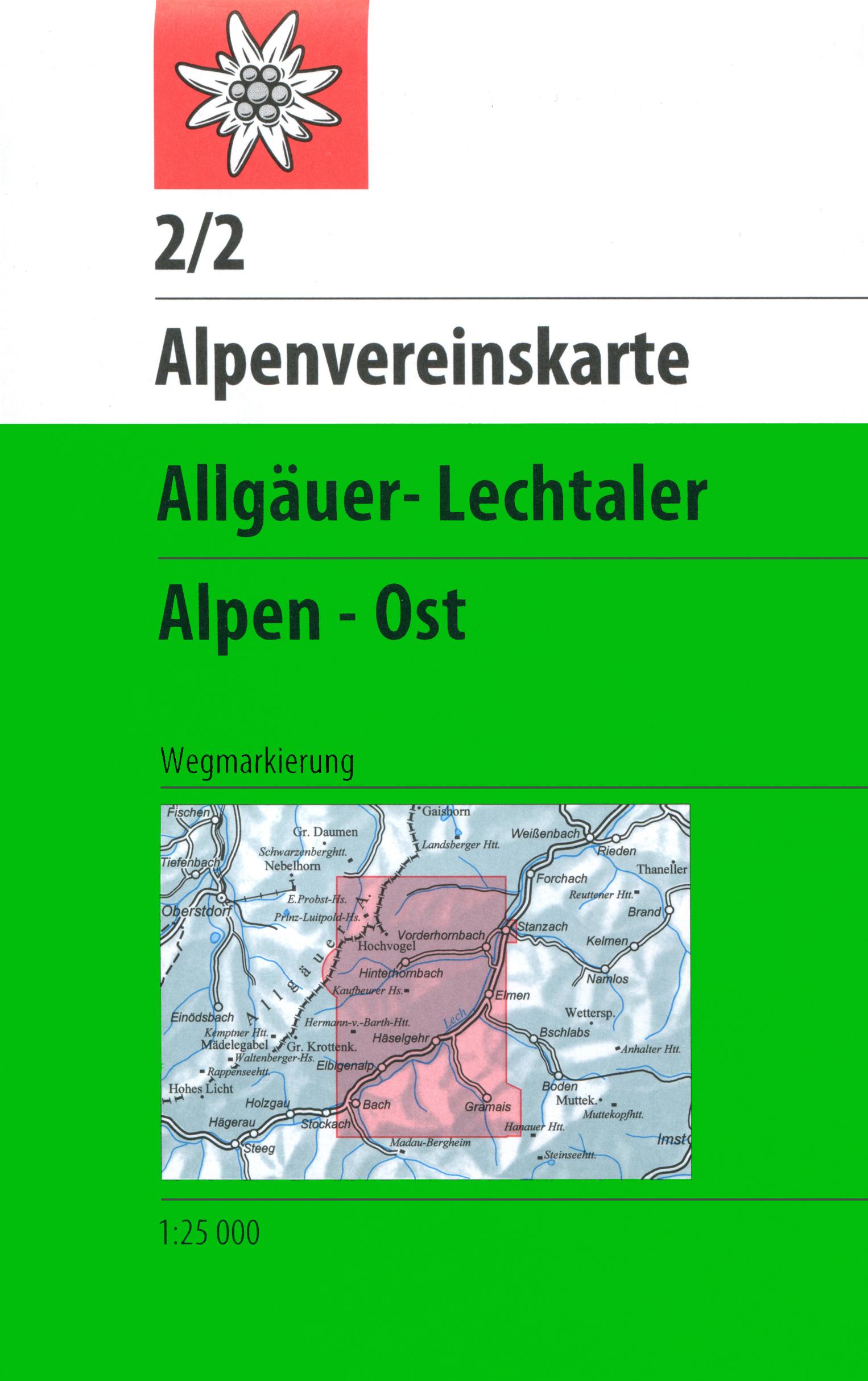 Vorderes Coverbild DAV Alpenvereinskarte 02/2 Allgäuer - Lechtaler Alpen Ost 1 : 25 000