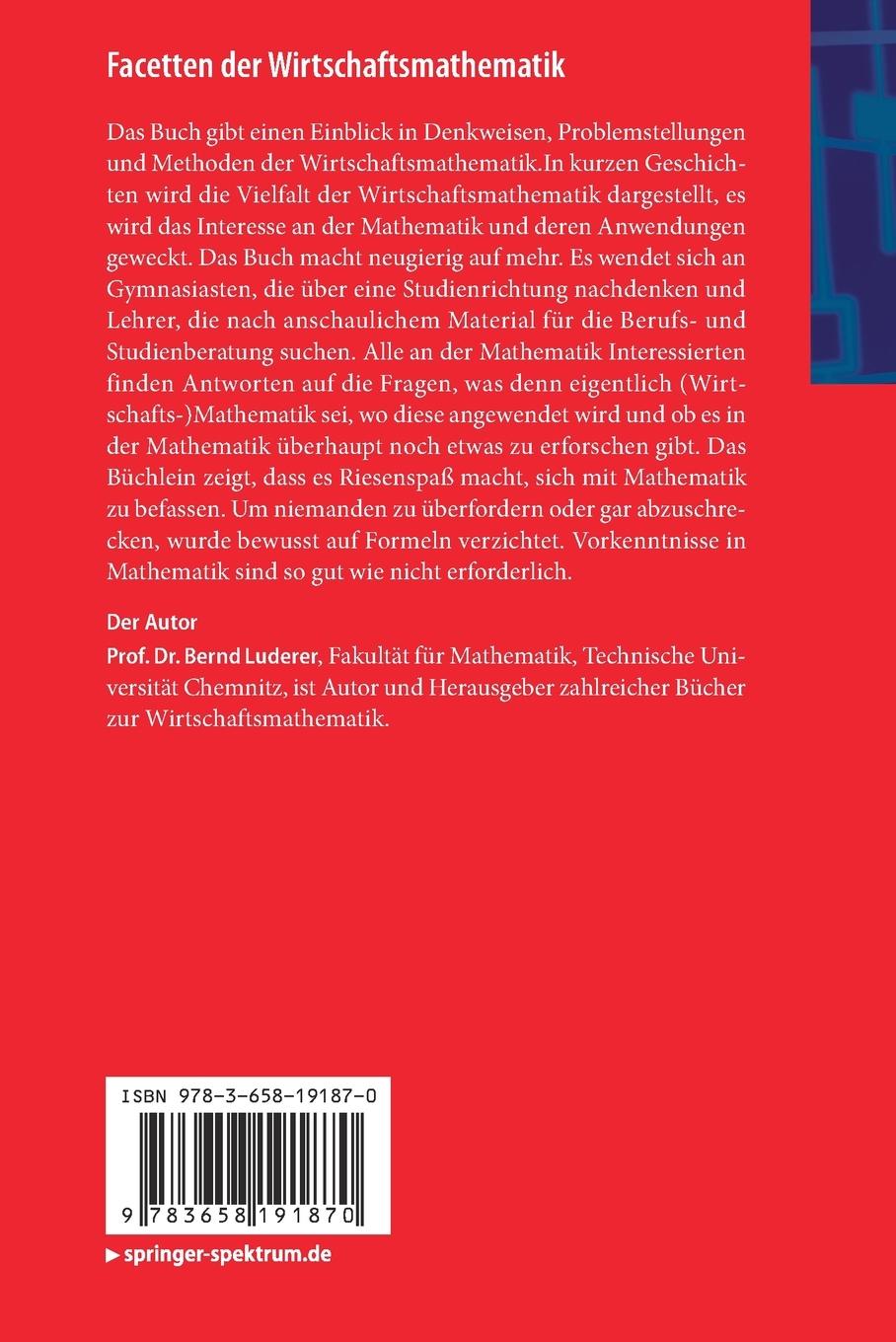 Rückseitencover Facetten der Wirtschaftsmathematik