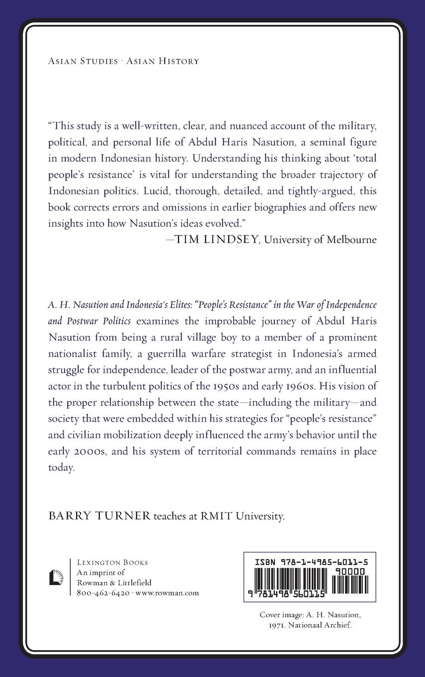 Rückseitencover A. H. Nasution and Indonesia's Elites