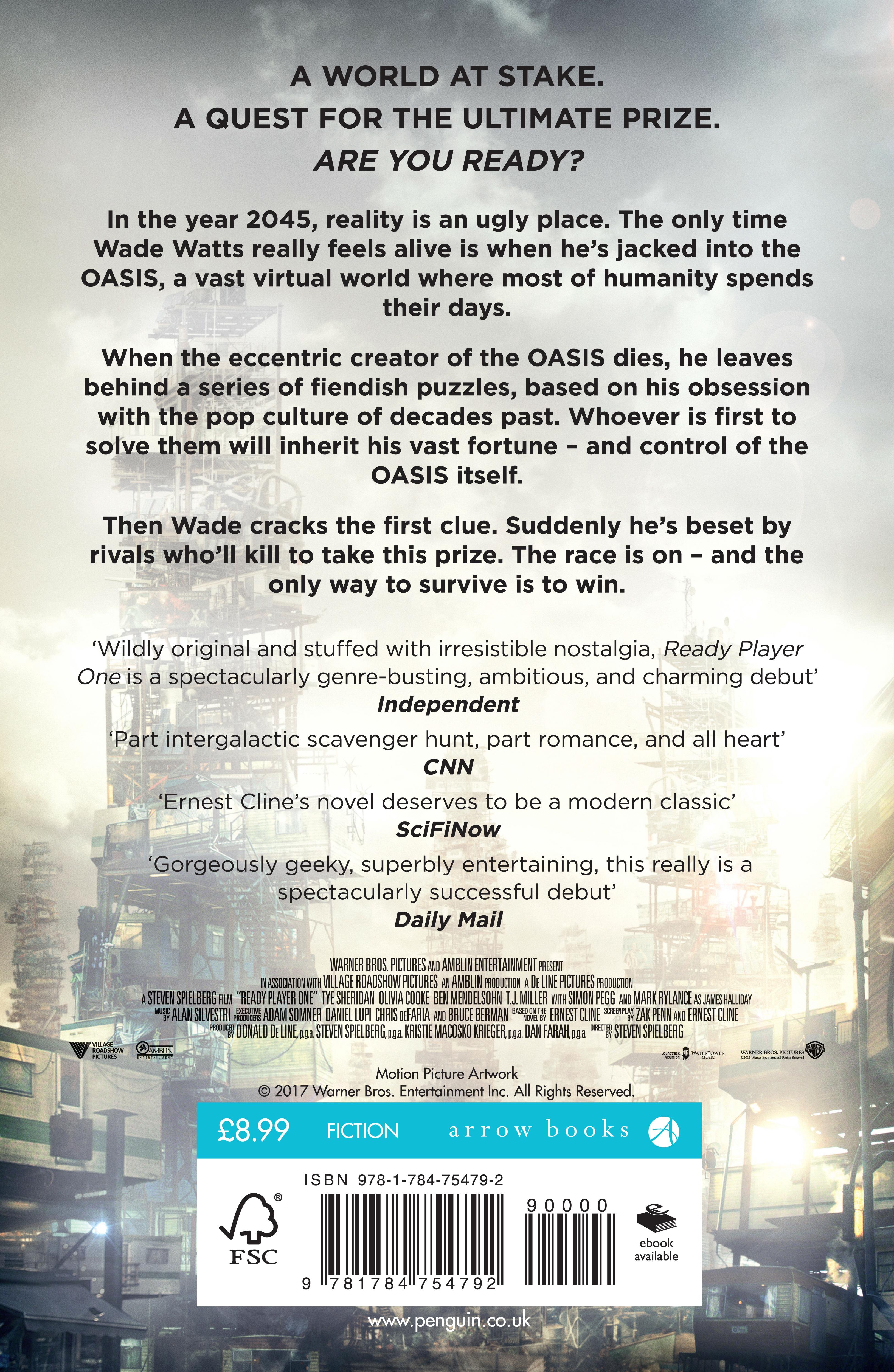 Rückseitencover Ready Player One. Film Tie-In