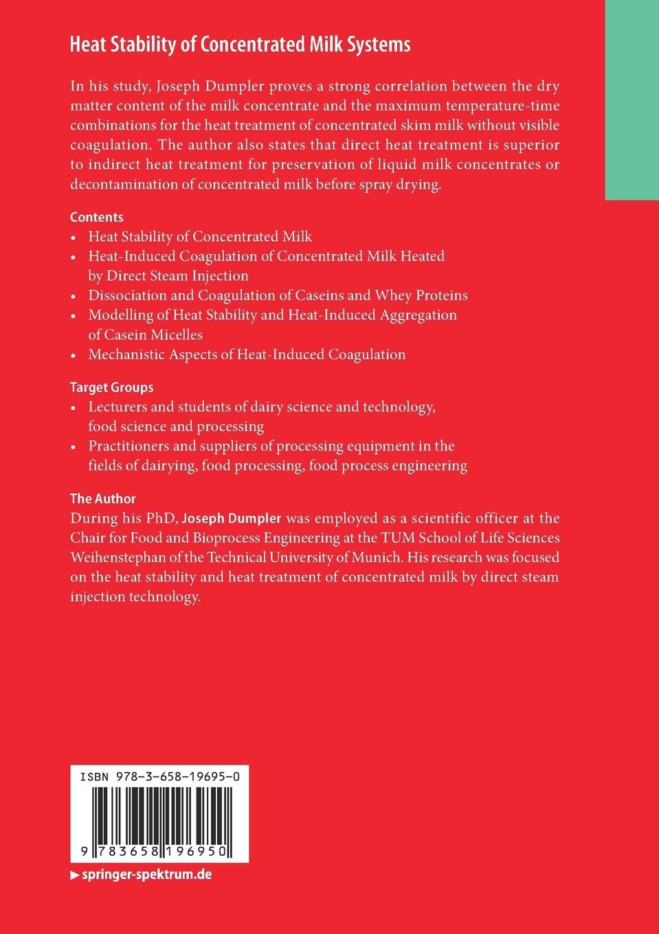 Rückseitencover Heat Stability of Concentrated Milk Systems