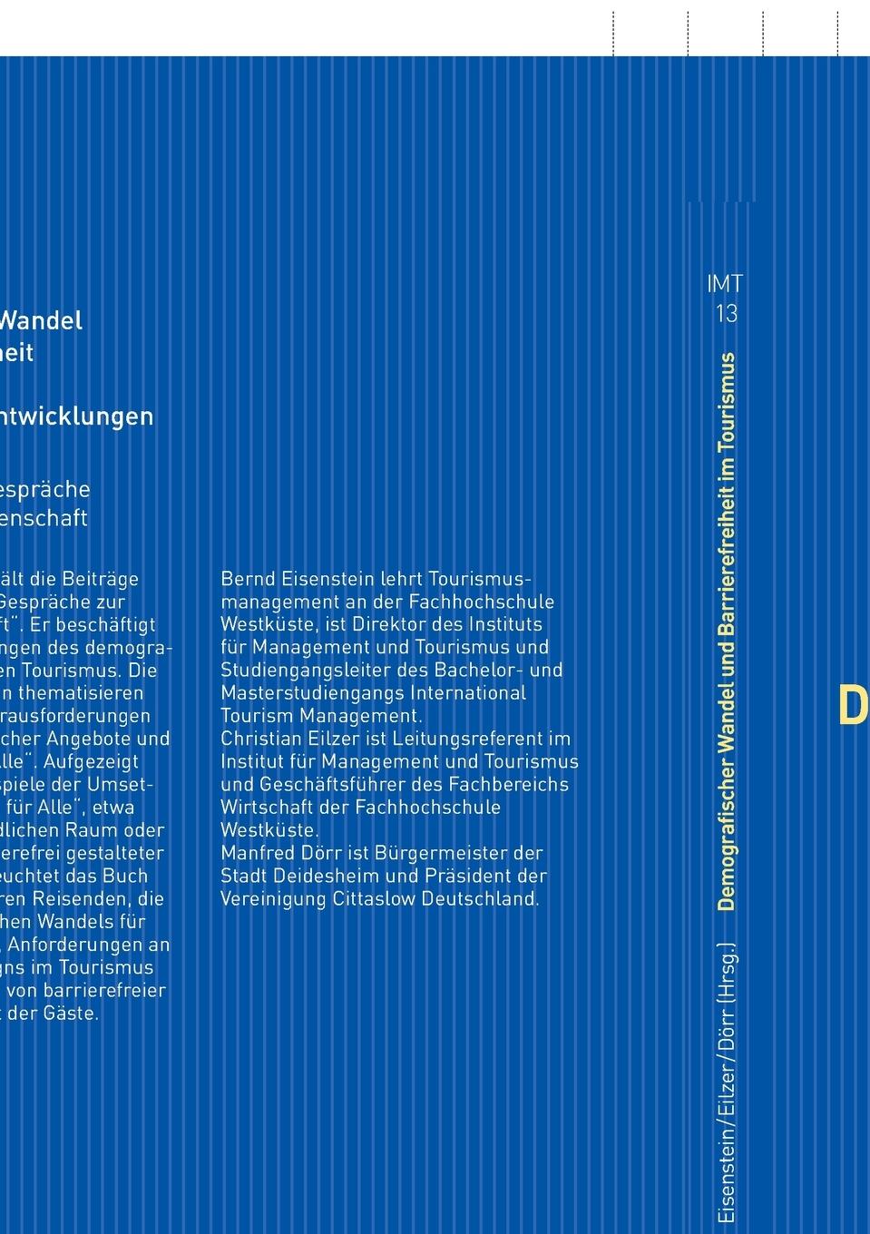Rückseitencover Demografischer Wandel und Barrierefreiheit im Tourismus: Einsichten und Entwicklungen