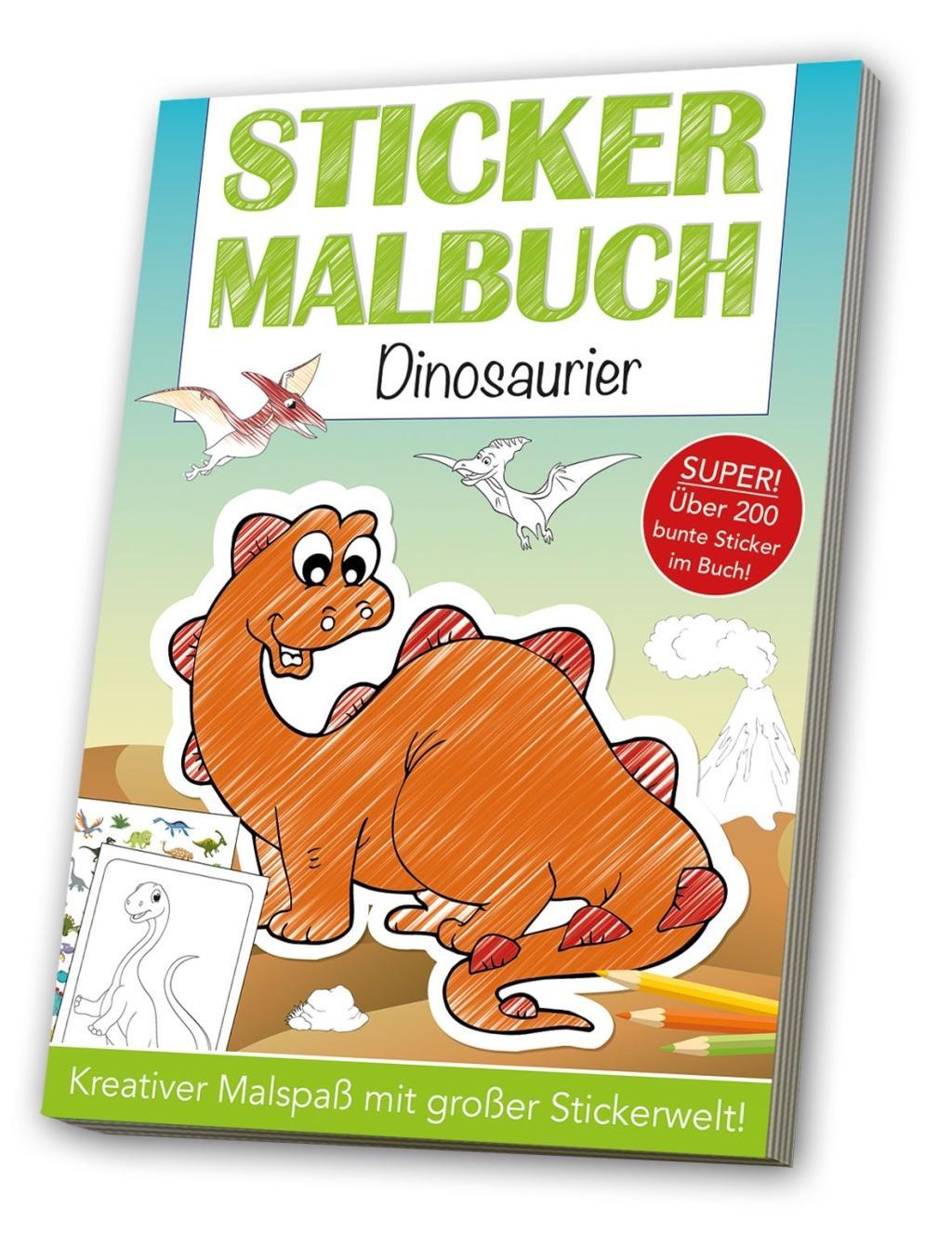 Vorderes Coverbild Stickermalbuch: Dinosaurier