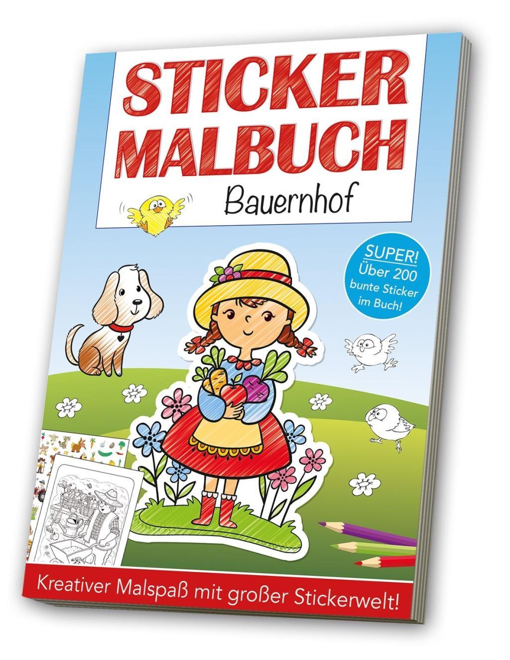 Vorderes Coverbild Stickermalbuch: Bauernhof