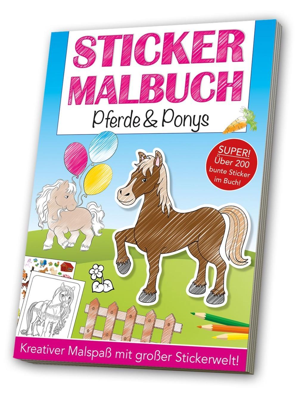 Vorderes Coverbild Stickermalbuch: Pferde & Ponys