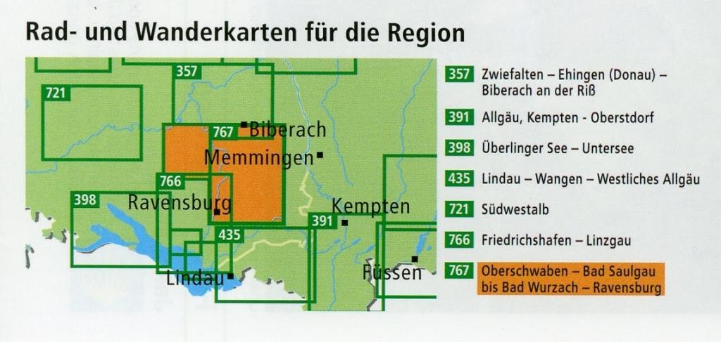 Beispielinhalt (Bild) Oberschwaben, Bad Saulgau bis Bad Wurzach, Ravensburg 1 : 50 000