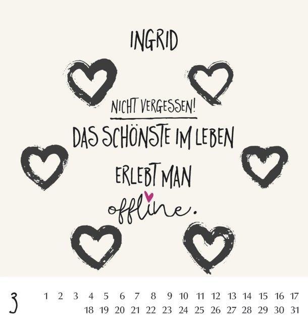 Beispielinhalt (Bild) Namenskalender Ingrid