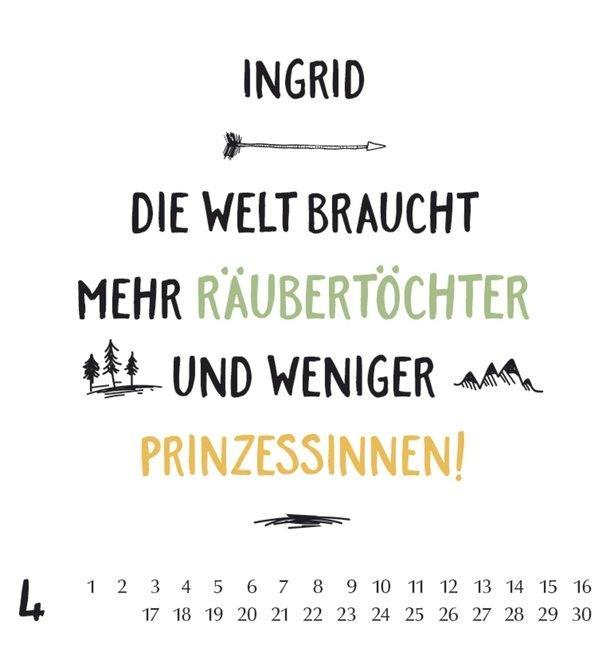 Beispielinhalt (Bild) Namenskalender Ingrid