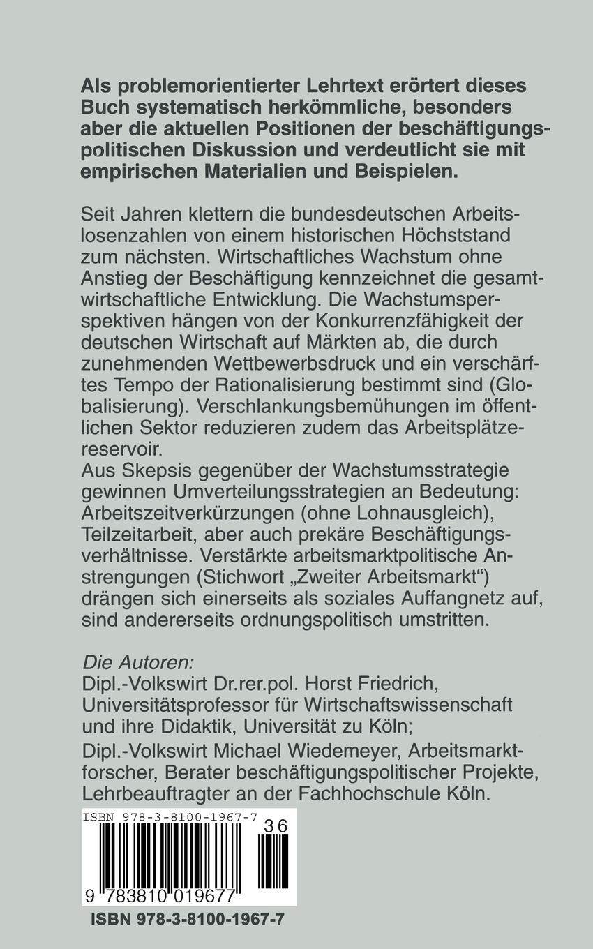 Rückseitencover Arbeitslosigkeit - ein Dauerproblem