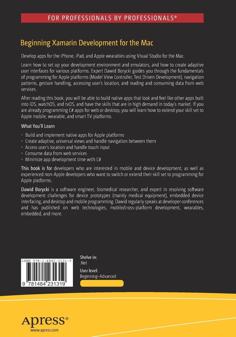 Rückseitencover Beginning Xamarin Development for the Mac