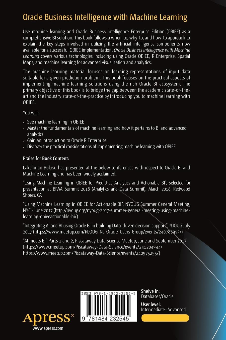Rückseitencover Oracle Business Intelligence with Machine Learning
