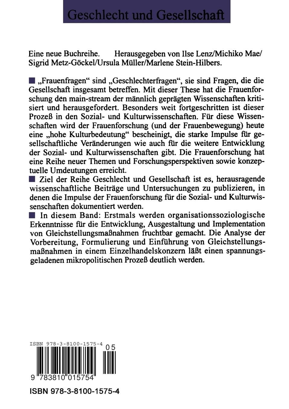 Rückseitencover Geschlecht und Mikropolitik
