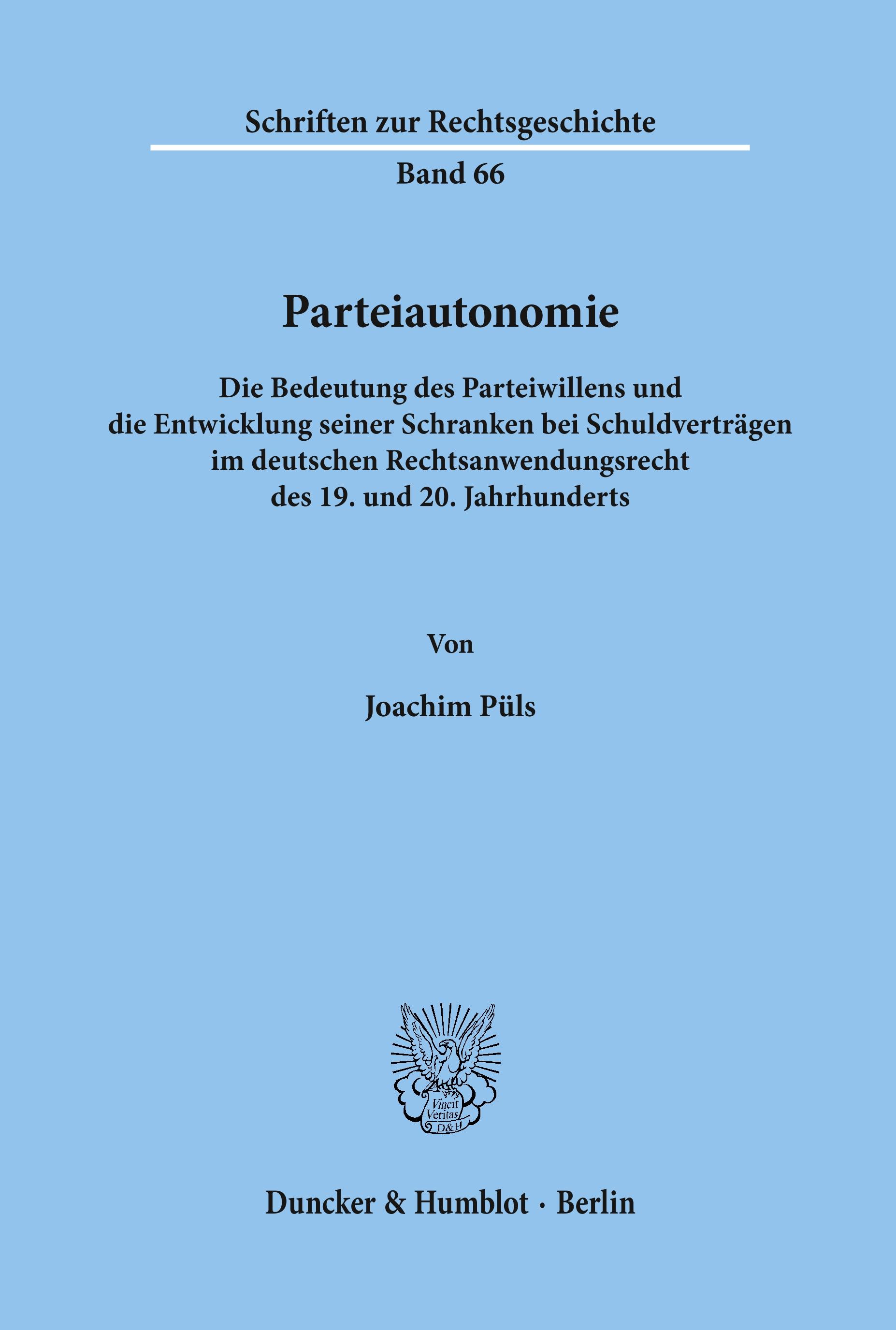 Vorderes Coverbild Parteiautonomie.