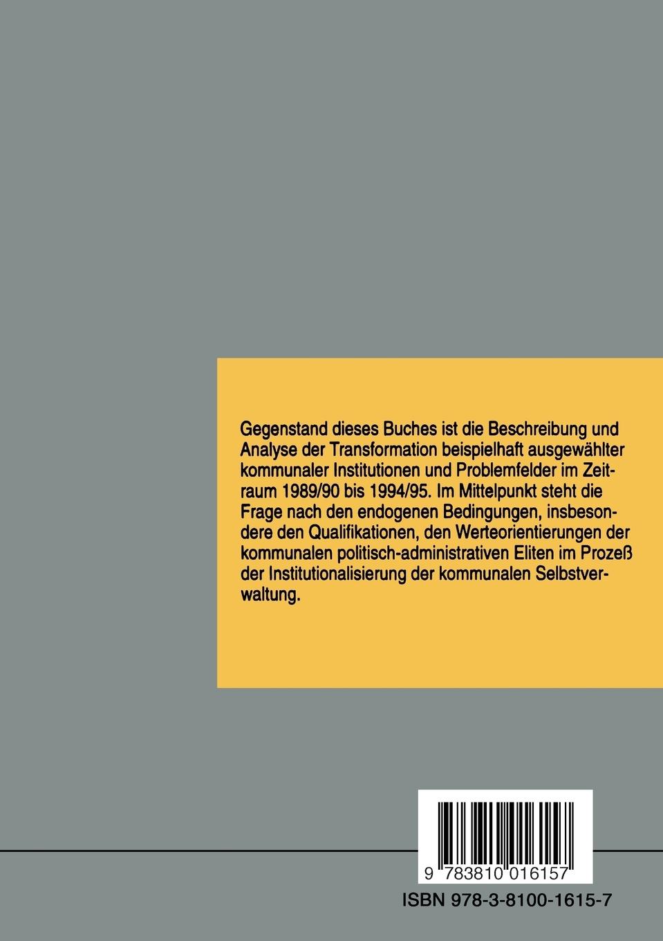 Rückseitencover Kommunaler Institutionenwandel