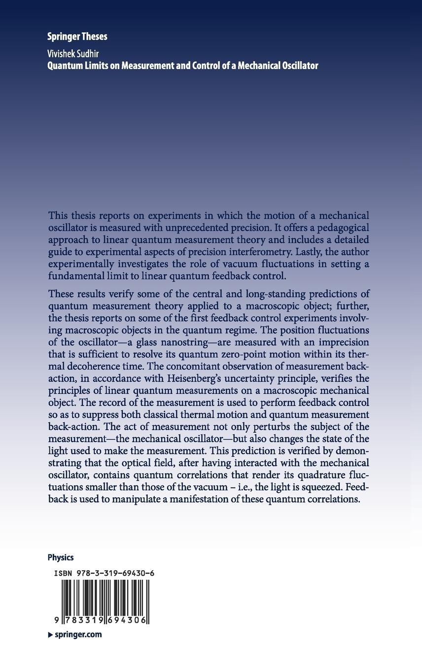 Rückseitencover Quantum Limits on Measurement and Control of a Mechanical Oscillator