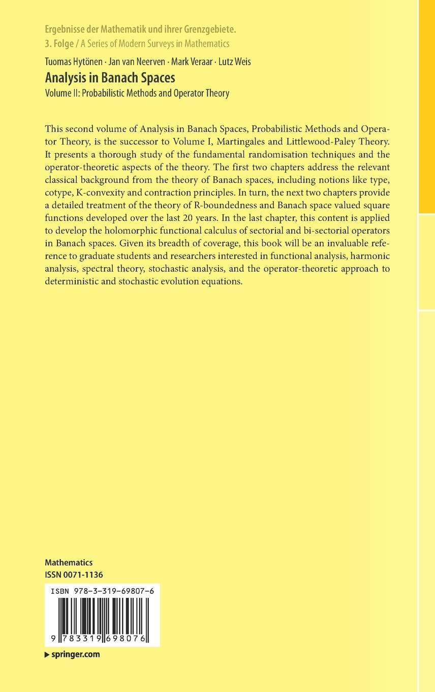 Rückseitencover Analysis in Banach Spaces