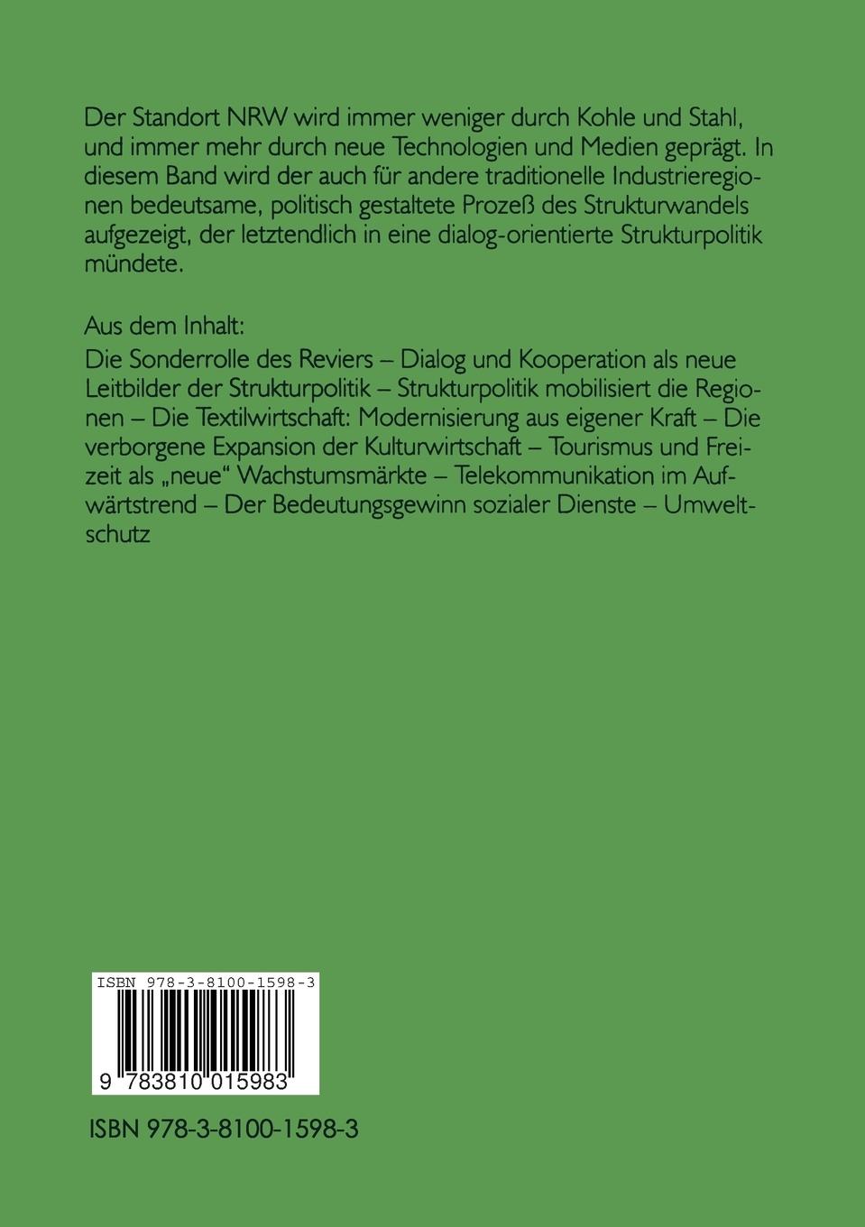 Rückseitencover Strukturpolitik zwischen Tradition und Innovation - NRW im Wandel
