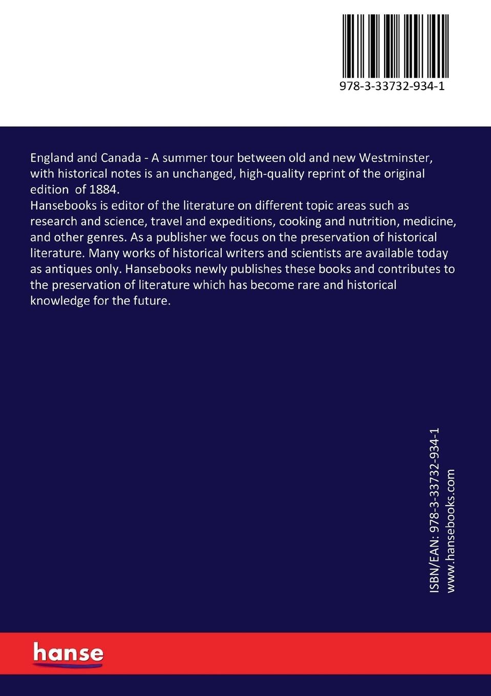 Rückseitencover England and Canada