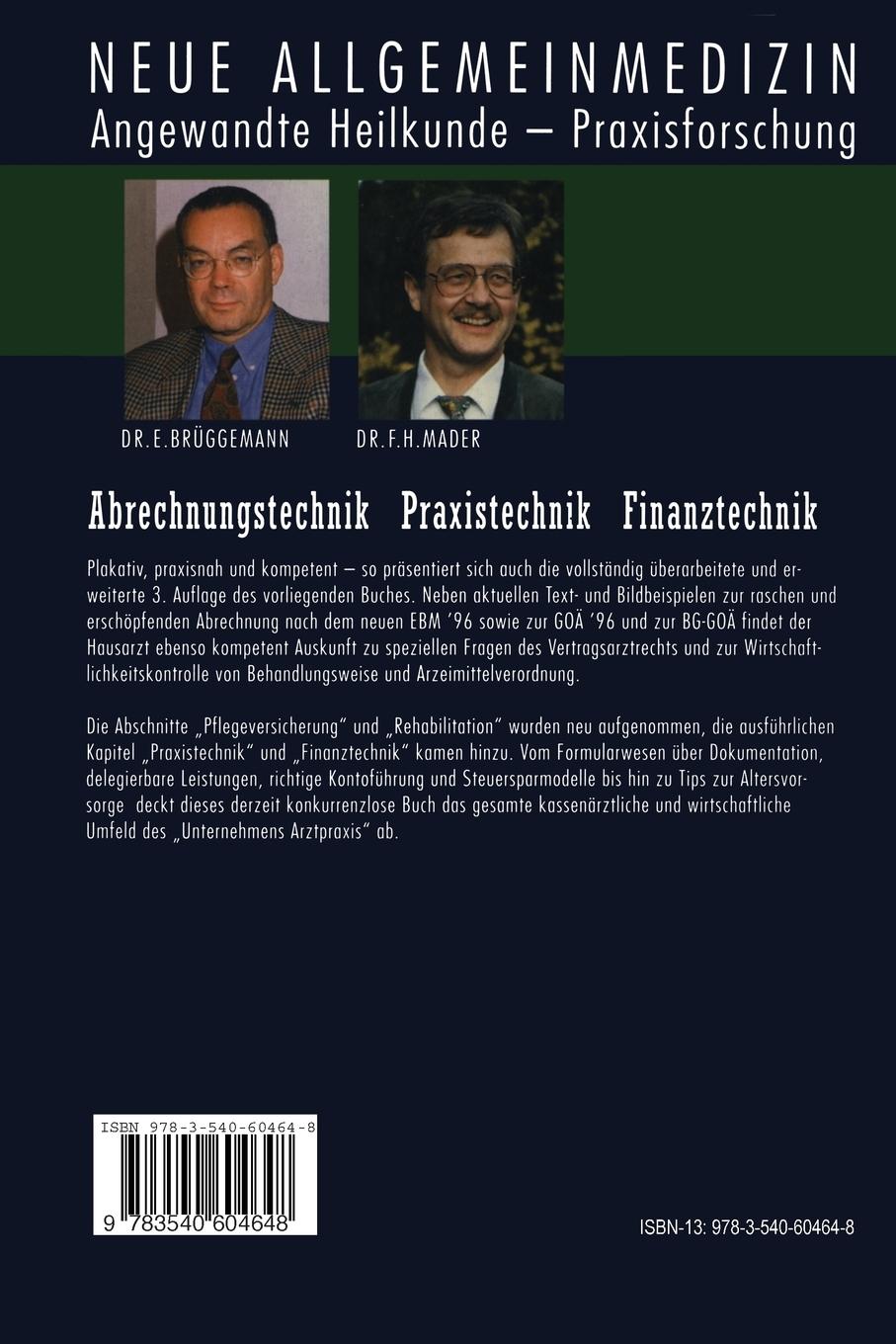 Rückseitencover Abrechnungstechnik Praxistechnik · Finanztechnik