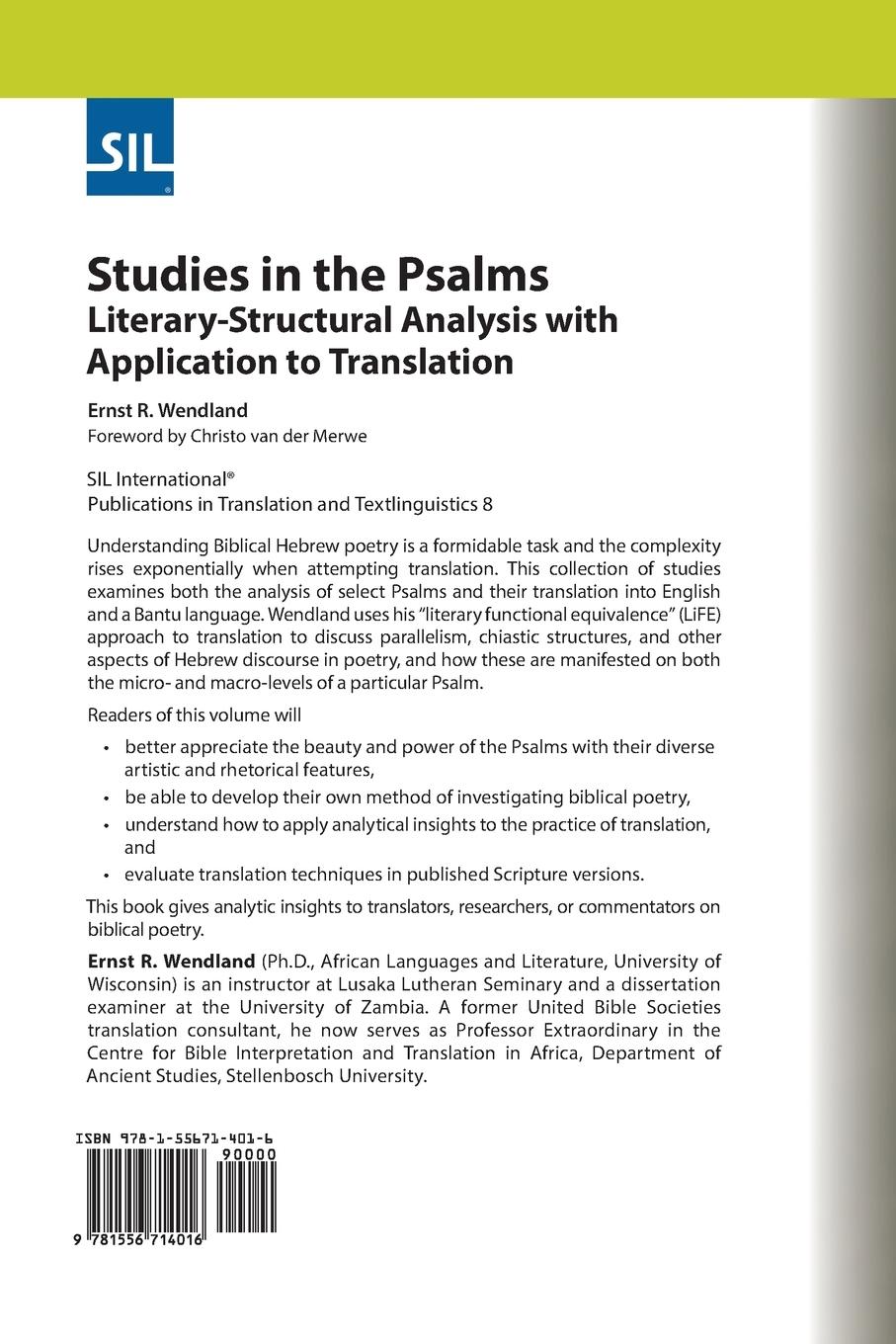Rückseitencover Studies in the Psalms