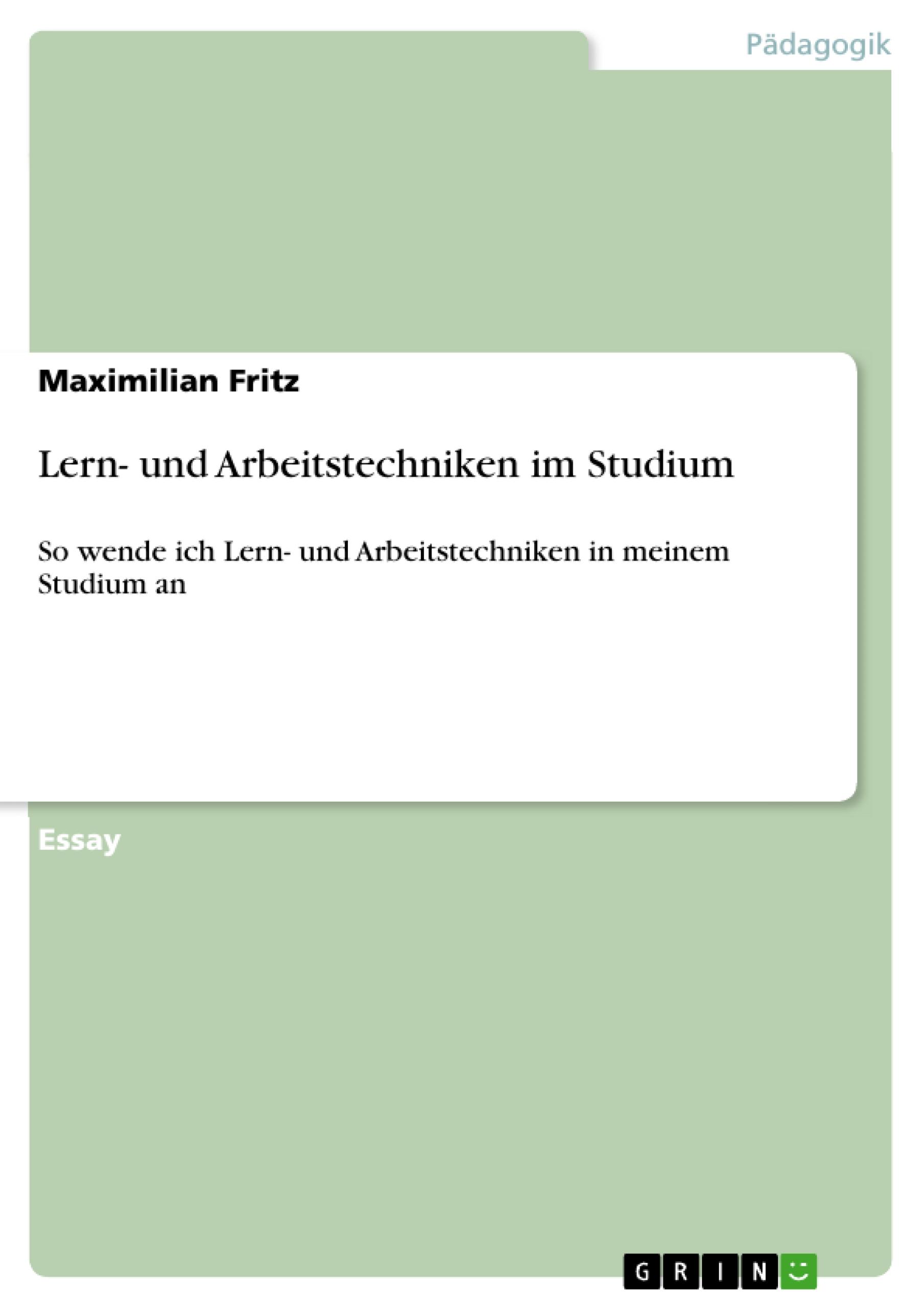 Vorderes Coverbild Lern- und Arbeitstechniken im Studium