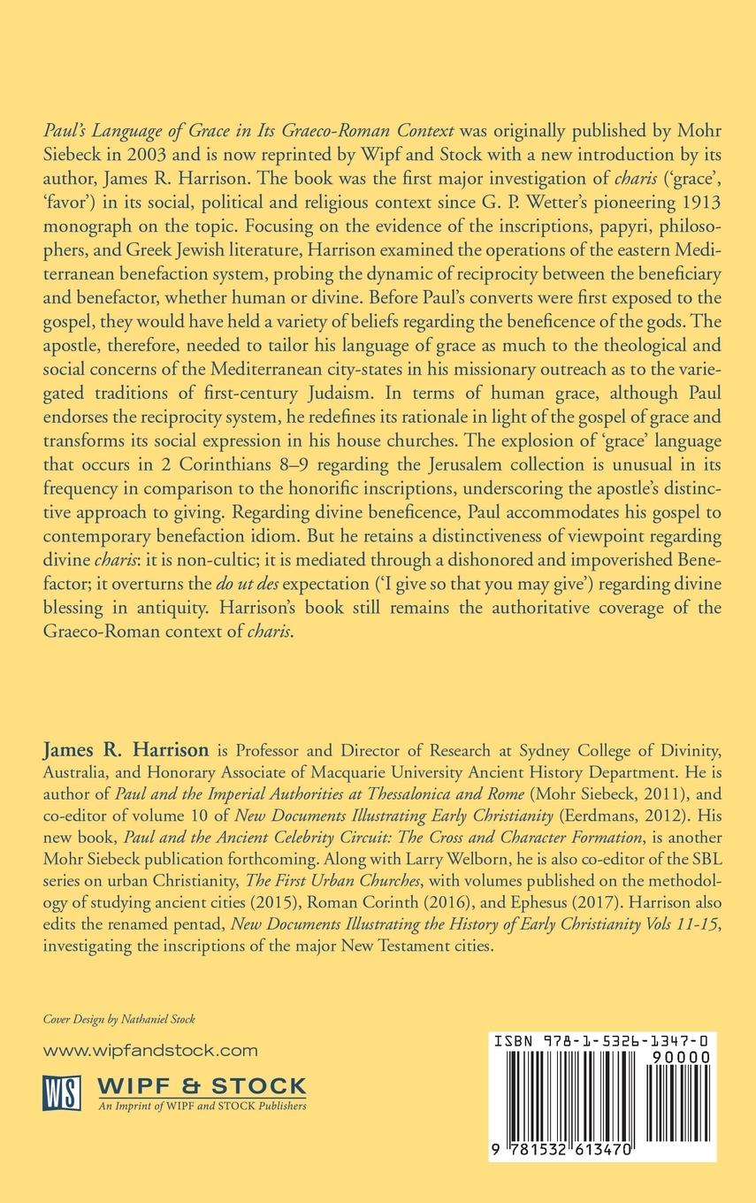 Rückseitencover Paul's Language of Grace in its Graeco-Roman Context