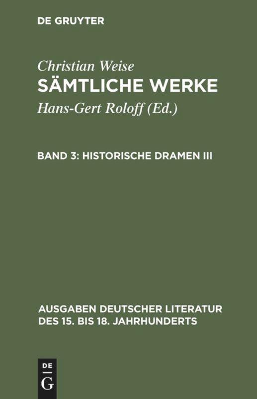 Vorderes Coverbild Historische Dramen III