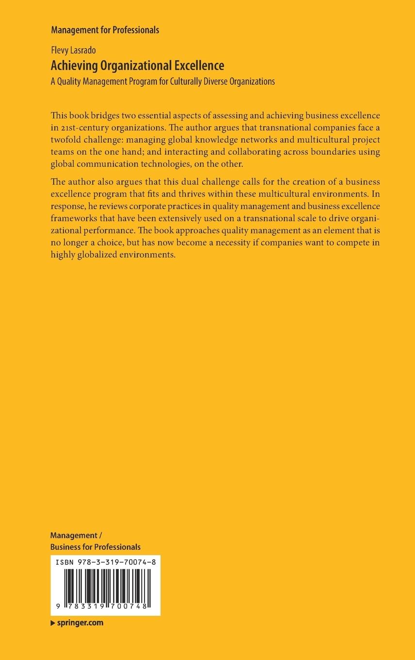 Rückseitencover Achieving Organizational Excellence