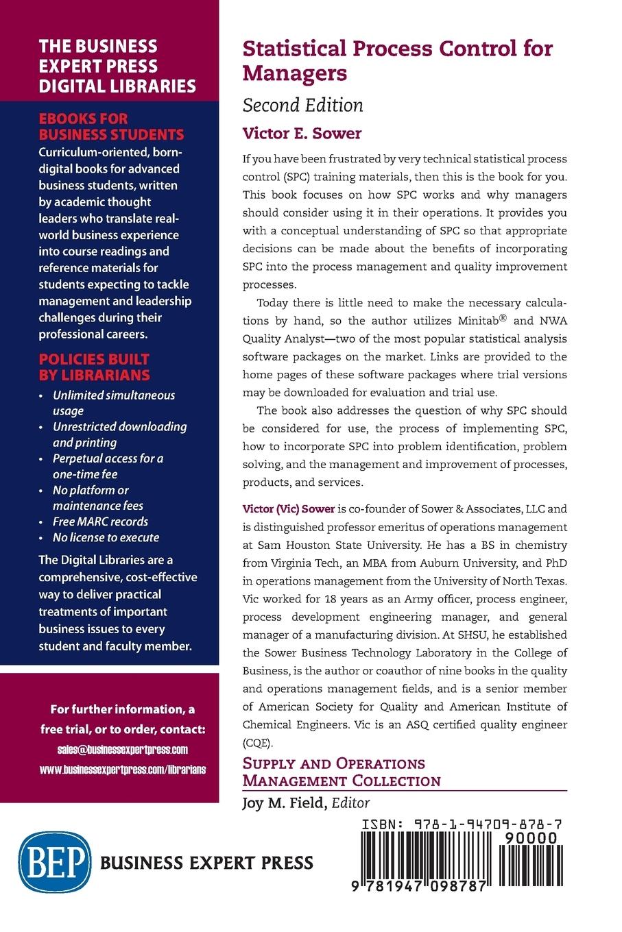 Rückseitencover Statistical Process Control for Managers, Second Edition