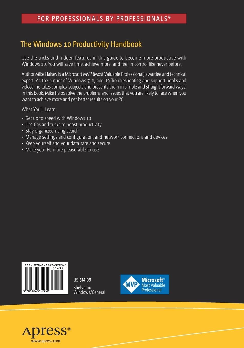 Rückseitencover The Windows 10 Productivity Handbook