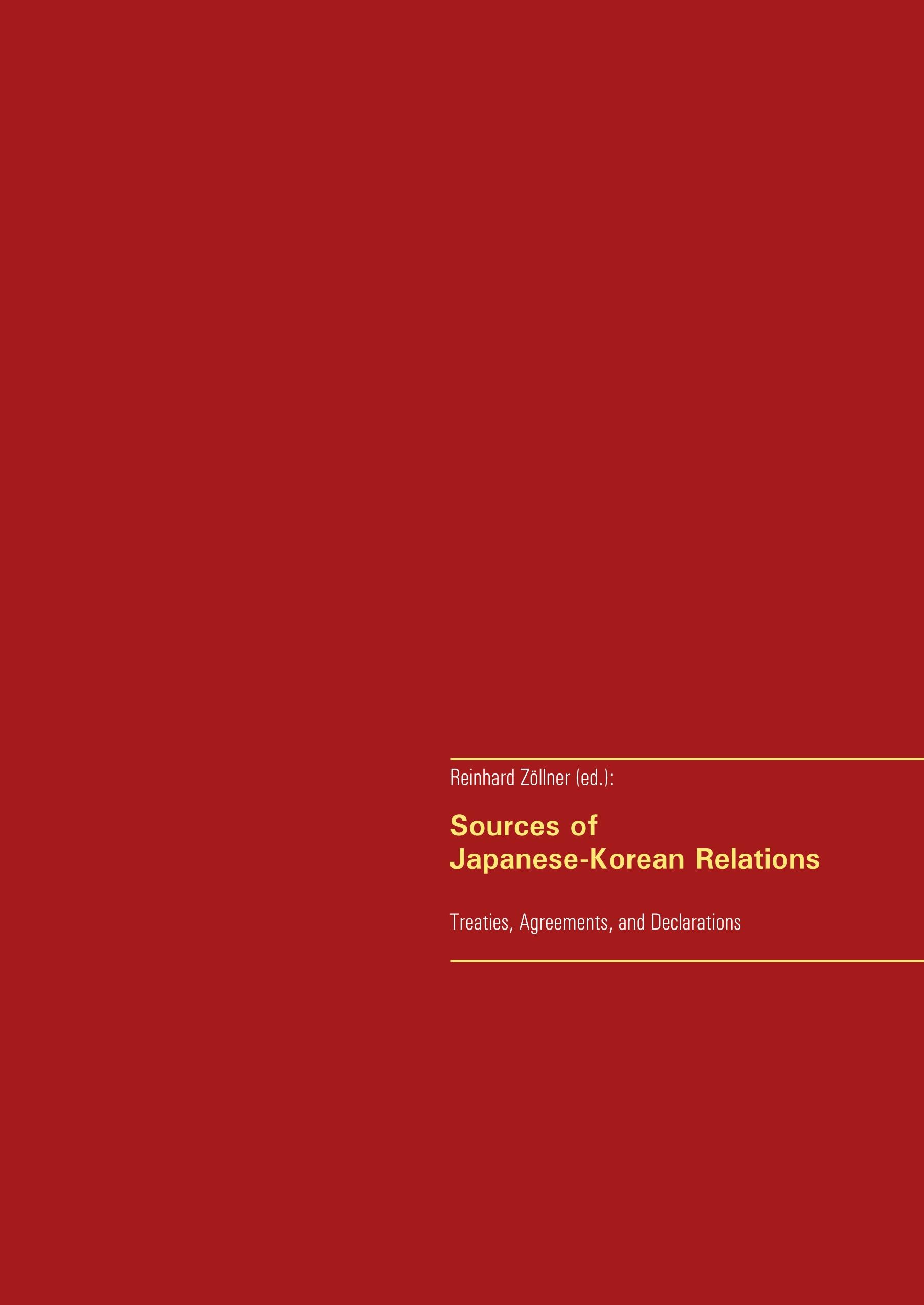 Vorderes Coverbild Sources of Japanese-Korean Relations